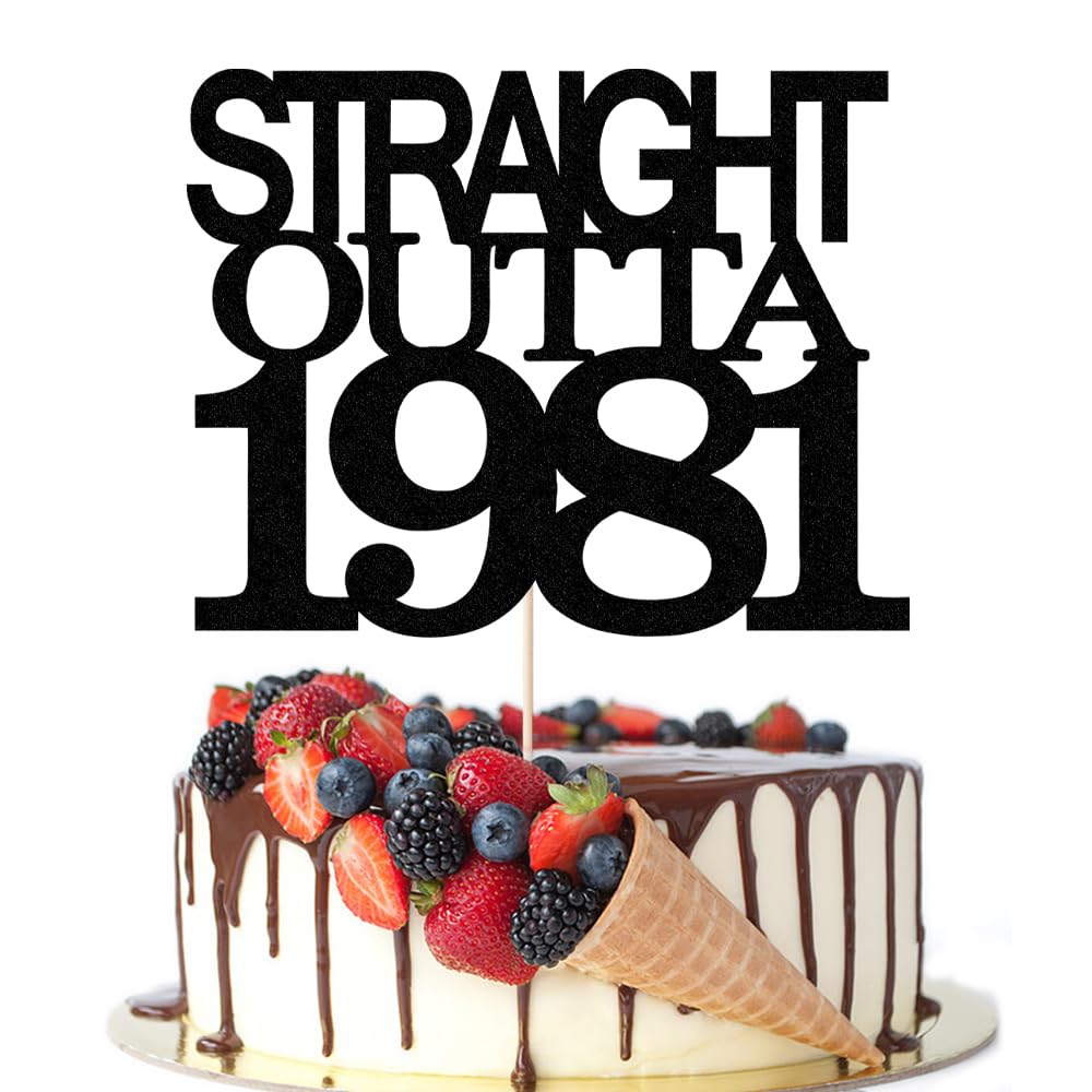 Black Glitter Straight Outta 1961 Cake Topper,Hello 65,Funny 65th | Birthday Cake Topper,65 Fabulous,Cheer to 65 Years,Men and Women 65th Birthday/Wedding/Anniversary Party Decorations BST202