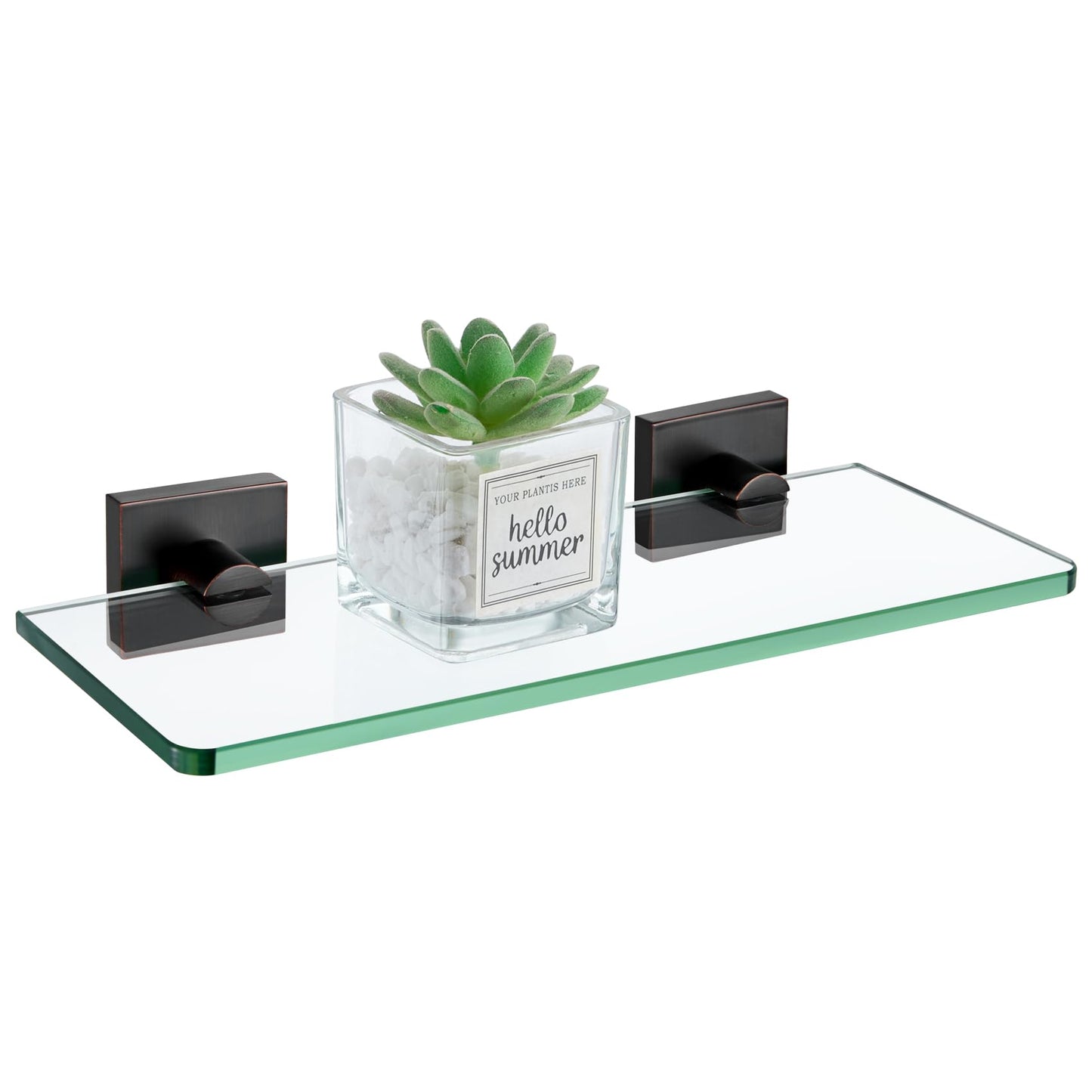 KOKOSIRI Glass Shelf for Bathrooms Floating Shelves Wall Mount 16-Inch for Shower Storage Kitchen Rack, 2 Pack Brushed Stainless Steel B1107BR-L16-P2 BST202