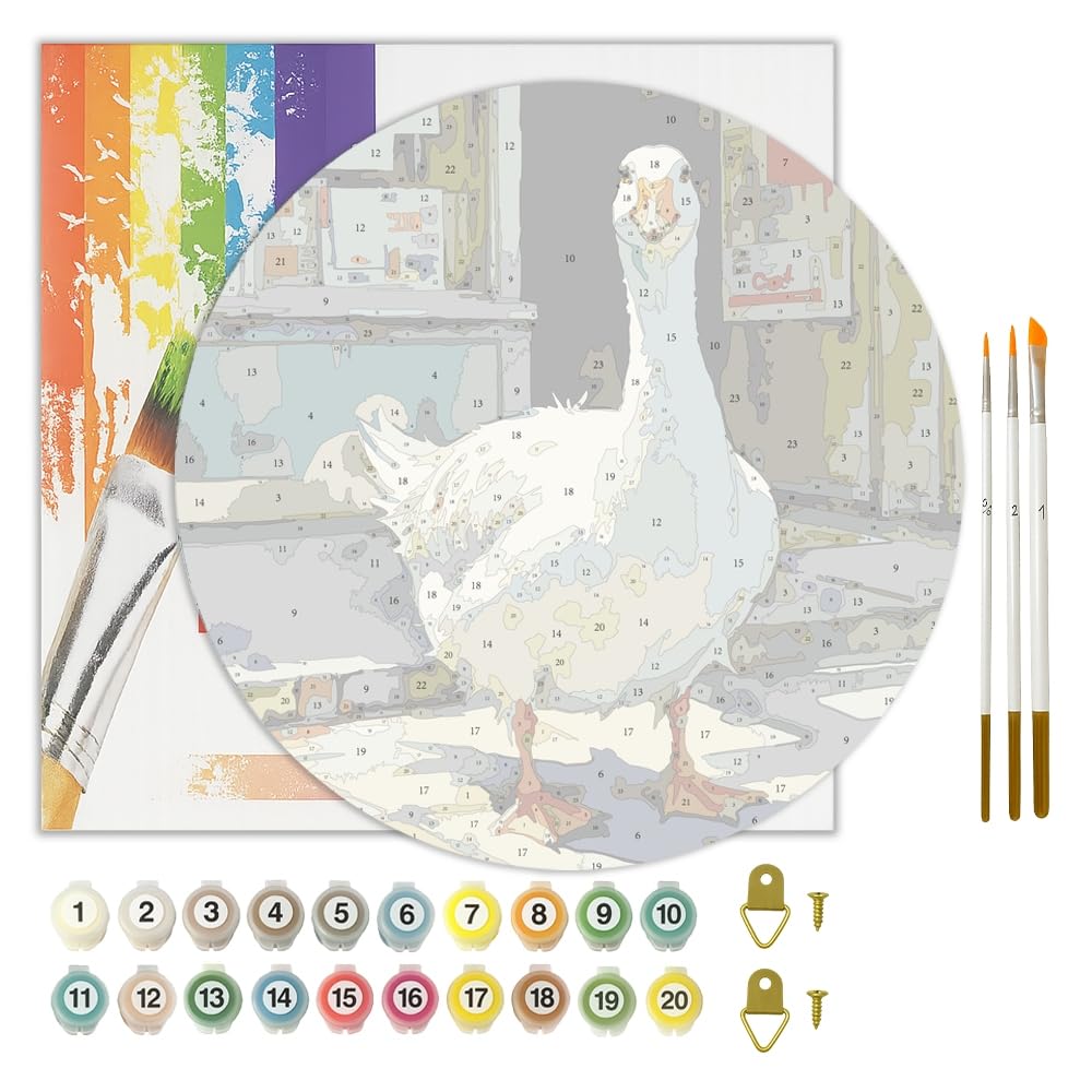 TAOPAOLAB Animal Paint by Numbers Kit for Adults - DIY White Goose in Front of The Bookstoree Painting on Canvas 16x20In, Acrylic Paint Set for Beginners, Farmhouse Art for Home Decoration or Gifts BST326H