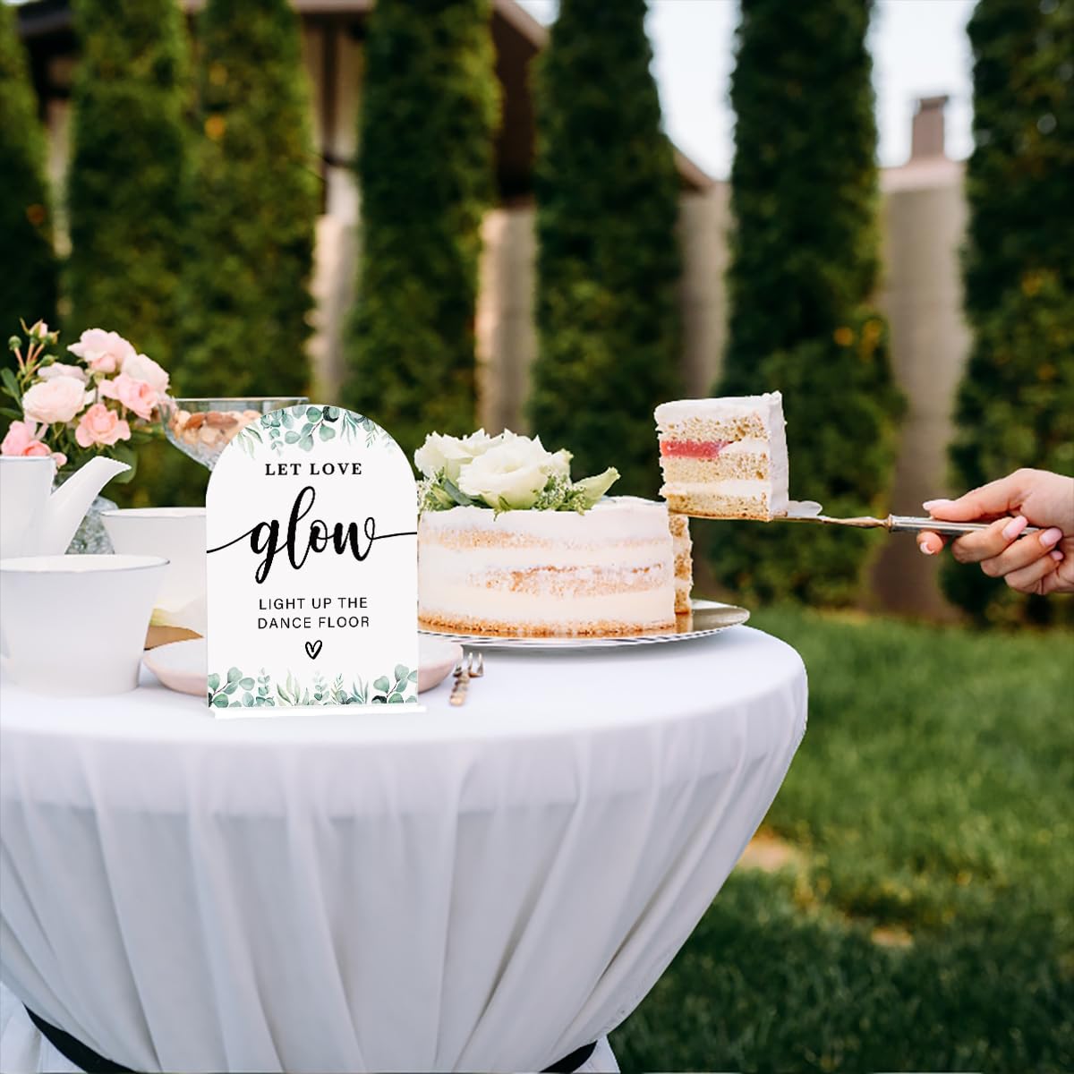 Acrylic Wedding Sign Bubble Send Off Signs for Ceremony Modern Calligraphy Arch Acrylic Table Top Signs for Wedding Reception and Event Party Table Decor (White Eucalyptus Leaves) BST326L