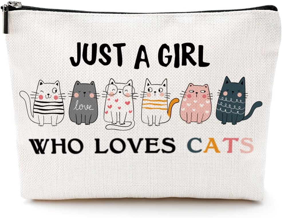 Funny Cat Gifts Makeup Bag Cat Gifts for Girls Cats Lover Cosmetic Bag | Cat Mom Gifts Cat Stuff Cosmetic Bag Toiletry Bag Zipper Pouch for Girls Female Sister Daughter Birthday Friendship BST202