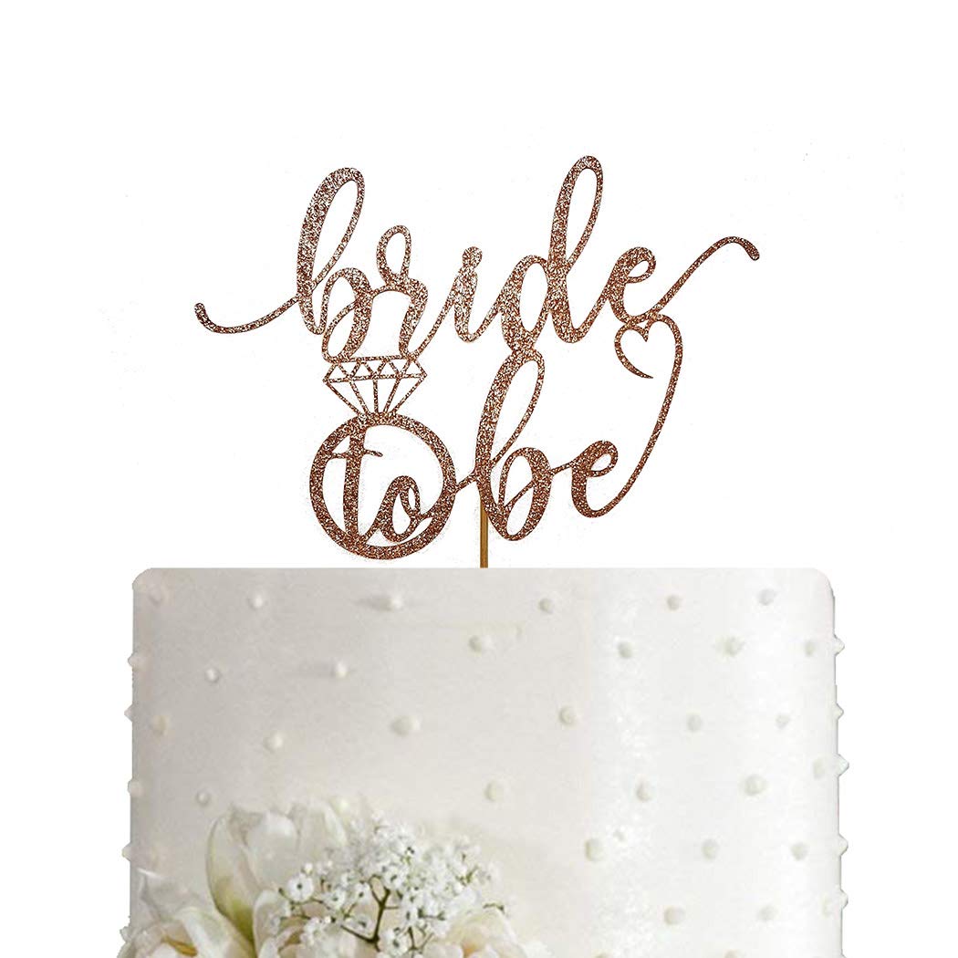 Bride to Be Cake Topper for Bridal Shower / Wedding Shower / Engagement / Bachelorette / Hen Party Decorations, Double Sided Silver Glitter BST220