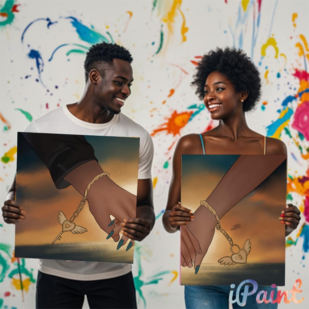 2Pcs Sip and Paint Kit for Adults,Valentines Couple Painting Kit Supplies Canvas, Pre Drawn Canvas to Paint for Date Night for Couples DIY Acrylic Painting Kits Party Favor 8×10 WN420
