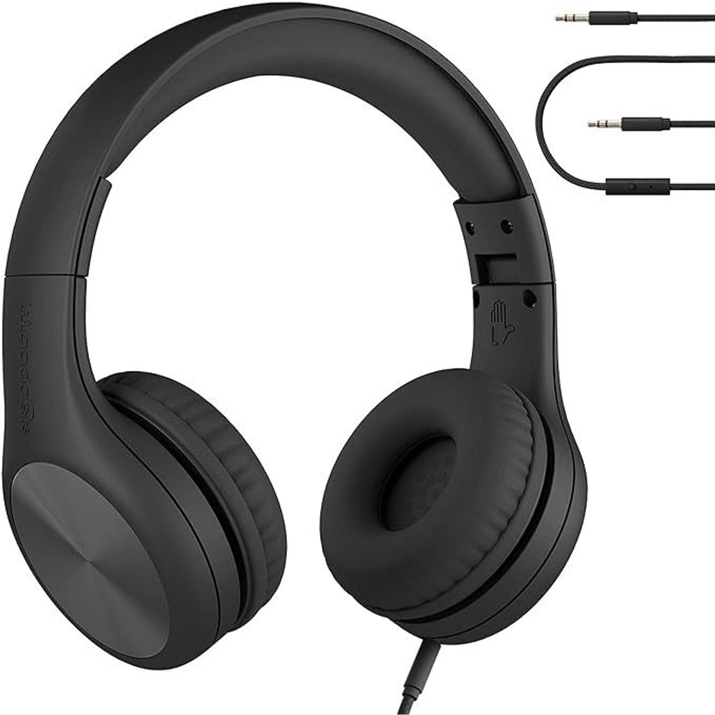 LilGadgets Connect+ Pro Wired Kids Headphones for School with Microphone, Volume Limiting Over-Ear Headset with Cord, SharePort Technology & SoftTouch Padding, Blue