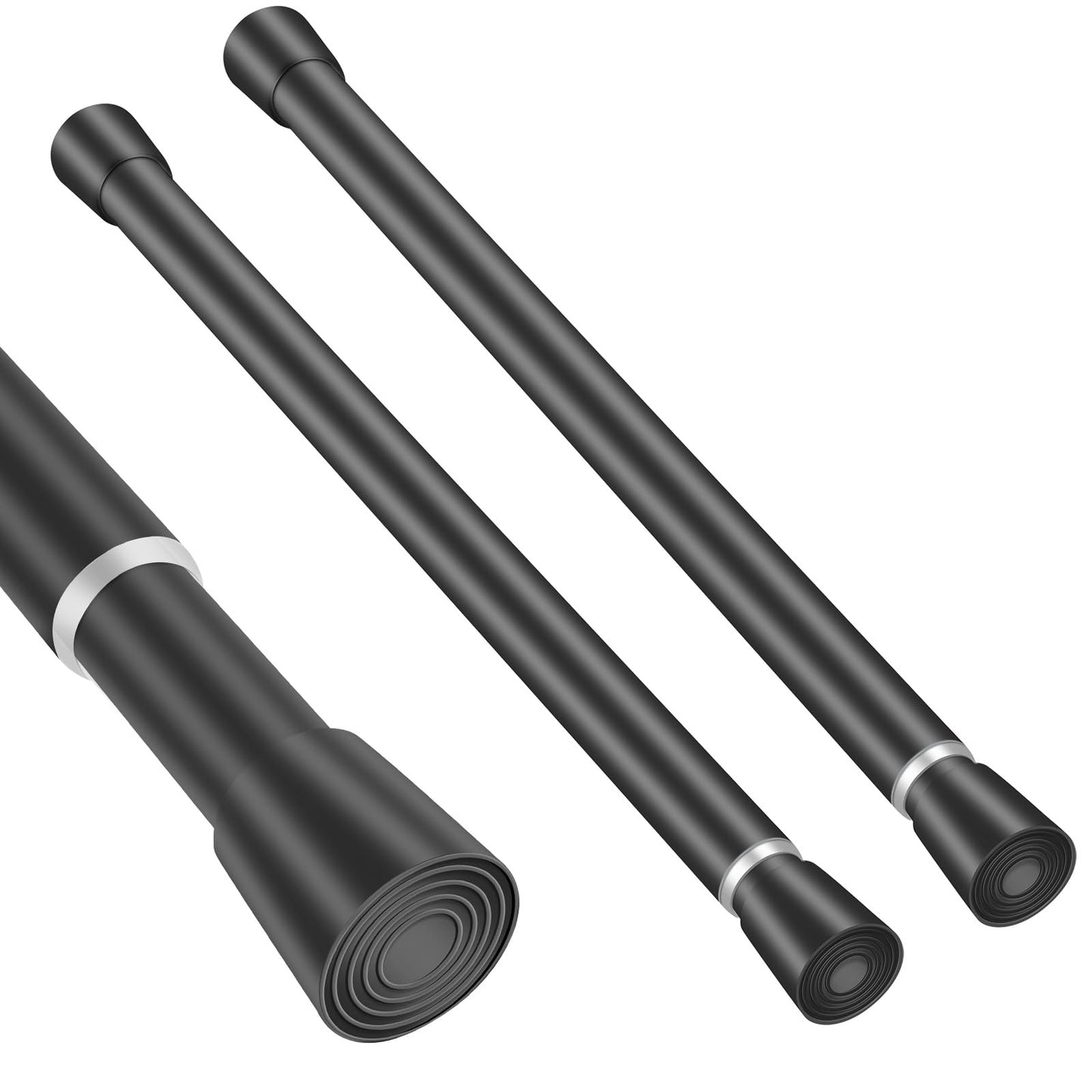 Silver Grey Adjustable Shower Curtain Rod 28-52 Inches 1pc, 7/8" Diameter Anti-slip Heavy Duty Tension Spring Curtain Rod No Drill for Windows Bathroom Kitchen Closet Doorway 22TD28-52SL BST202