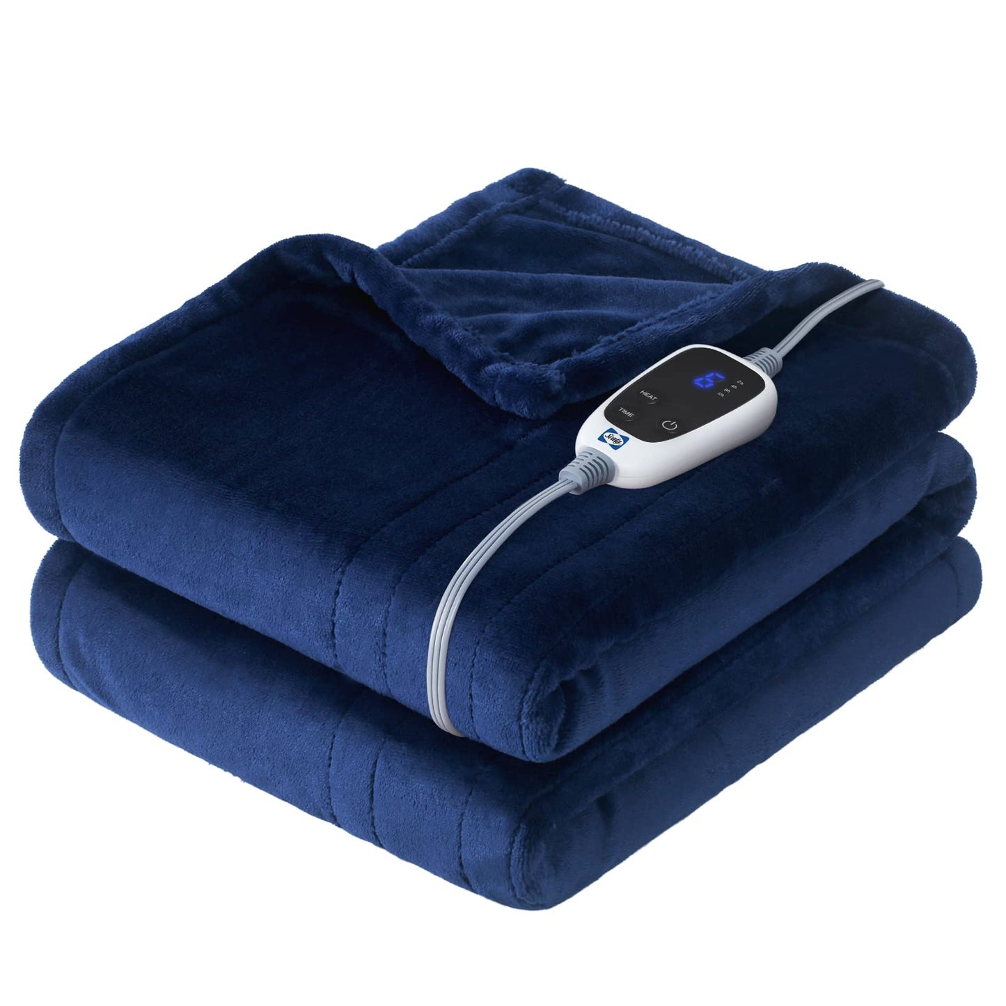 Sealy Heated Electric Blanket Queen Size, Flannel Electric Blanket with 10 Heating Levels & 1-12 Hours Auto Shut Off, Fast Heating Warming Blanket, Machine Washable, Grey, 84 x 90 Inch