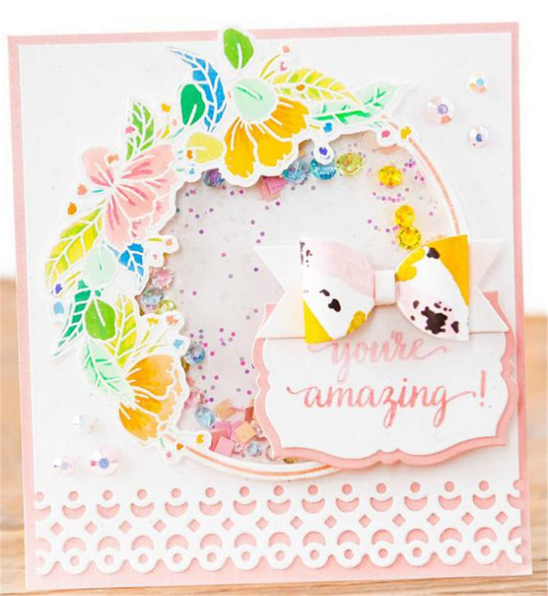 Lapoo Cutting Die for Scrapbooking, 3D Backgrounds Frame New Cutting Dies DIY Album Card Making Decor Paper Craft Metal Die Cuts Party Decorations (Flower Shadow 5.4 x 2.8 in) BST220