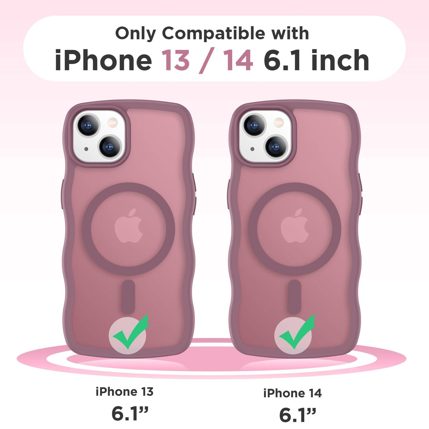 Magnetic for iPhone 13 Pro Case, Compatible with MagSafe Cute Wave Non-Slip Translucent Matte Easier Grip Shockproof Phone Case for iPhone 13 Pro, Black WN420