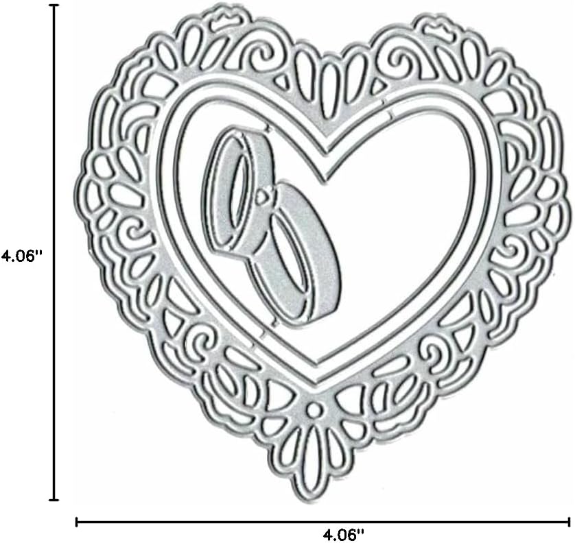 Engagement Ring Love Heart Frame Metal Die Cuts Dies Stencil, Cutting Dies Cut Stencils DIY Scrapbooking Cards Photo Album Craft Decorative Embossing Paper Dies for Album Card Scrapbooking Making BST326L