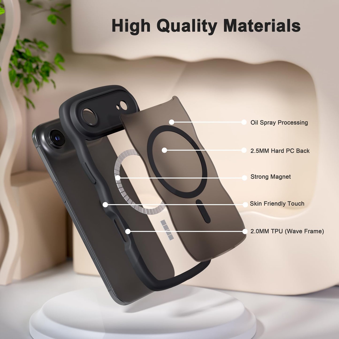 QVLANG Case for iPhone 16 Pro Max, Cute Wave Cover Case, Upgraded[Full Camera Protection][Compatible with Magsafe][Military Grade Protection][Translucent Matte] Phone Case for Women Girls, Hot Pink WN420