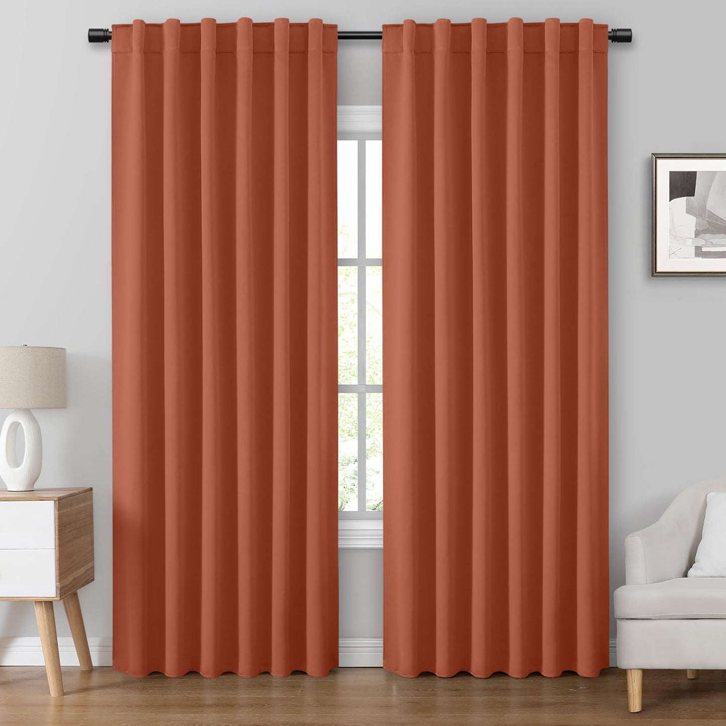 HOMEIDEAS Blackout Curtains, 2 Pages Grey Gray Room Darkening Bedroom Pinch Pleated Curtains Thermal Insulated Back Tab Rod Pocket Drapes for Bedroom, W52 x L63 BST326H