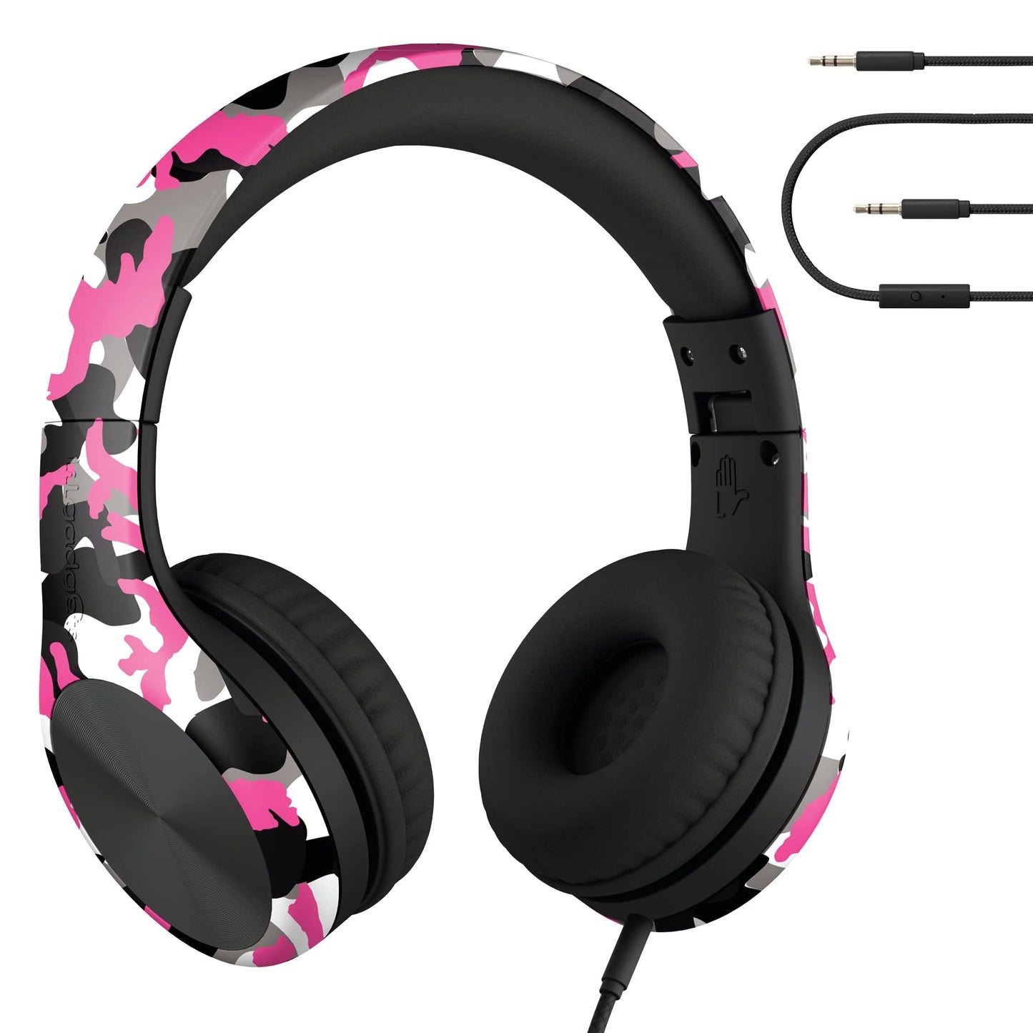 LilGadgets Connect+ Pro Wired Kids Headphones for School with Microphone, Volume Limiting Over-Ear Headset with Cord, SharePort Technology & SoftTouch Padding, Blue