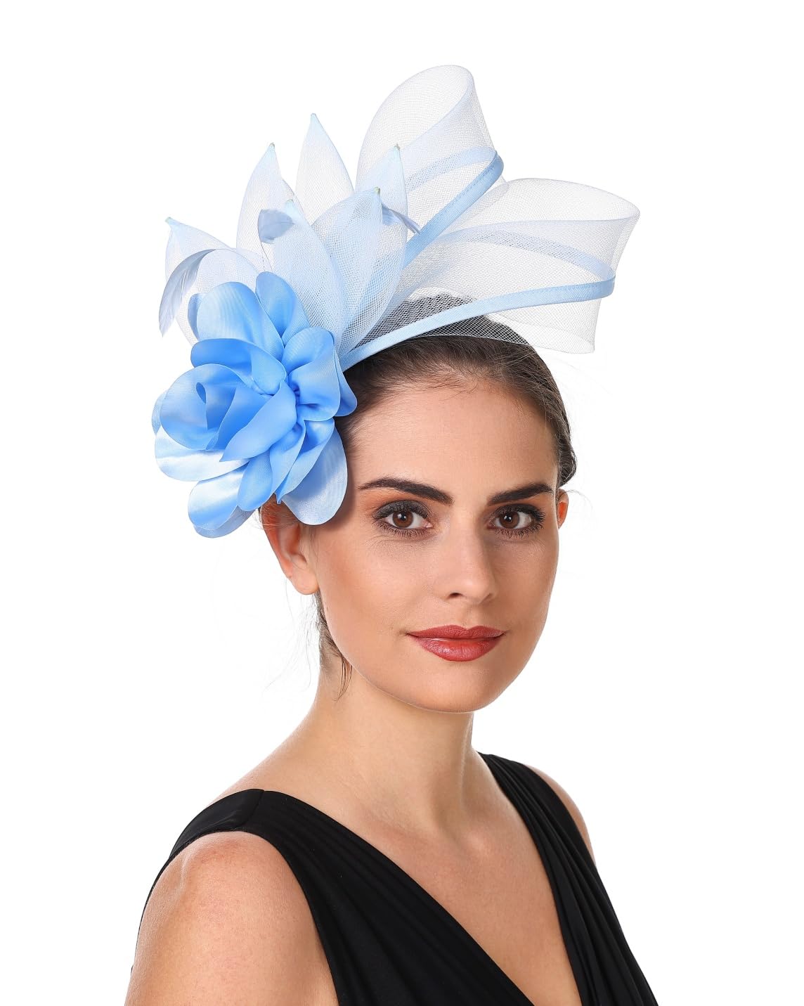 SAFERIN Fascinators Hat Flower Mesh Ribbons Feathers on a Headband and a Clip Tea Party Headwear for Girls and Women WN420