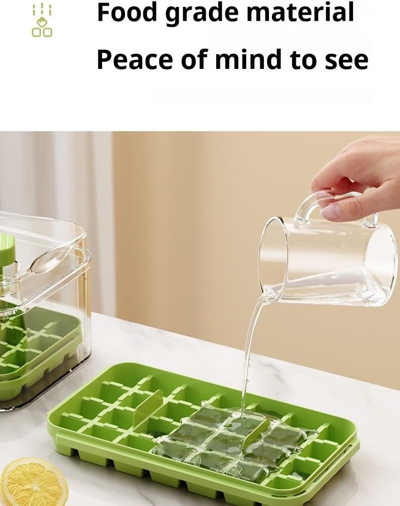 Transparent green double press ice box - large capacity plastic ice tray for families and gatherings, easy to clean, safe and hygienic, leak proof and slip resistant design BST220