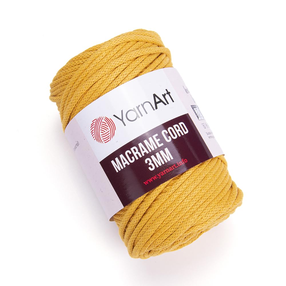 YarnArt Macrame Cord 3mm - Macrame Rope for Crafting, Knotting, Wall Hangings, and Home Decor - 60% Cotton 40% Viscose & Polyester, Soft and Durable (759-FOREST Green) BST220