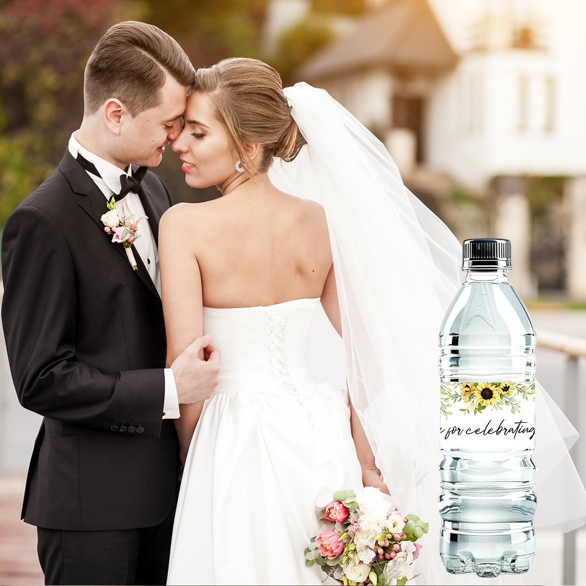 100 Pcs Wedding Water Bottle Labels Floral Wedding Bottle Stickers | Water Bottle Labels Sticker for Wedding Bridal Shower Prom Graduation Party Table Decoration Supplie BST326H