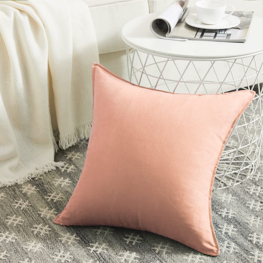 Fancy Homi 4 Packs Olive Green Decorative Throw Pillow Covers 18x18 inch, Super Soft Faux Suede Decor Square Pillow Covers 45x45 cm, Solid Cushion Cover for Couch Living Room Sofa Bedroom BST220