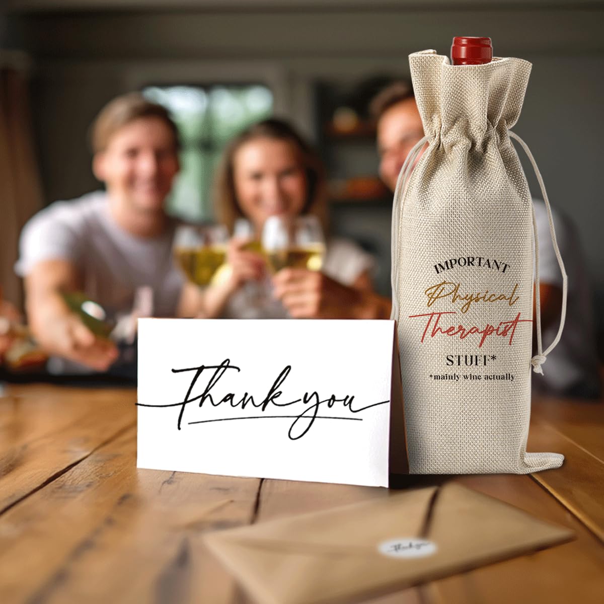 Teacher Appreciation Wine Bag With Thank You Card - Cool Christmas Birthday Gifts for Women Men - Important Teacher Stuff BST202