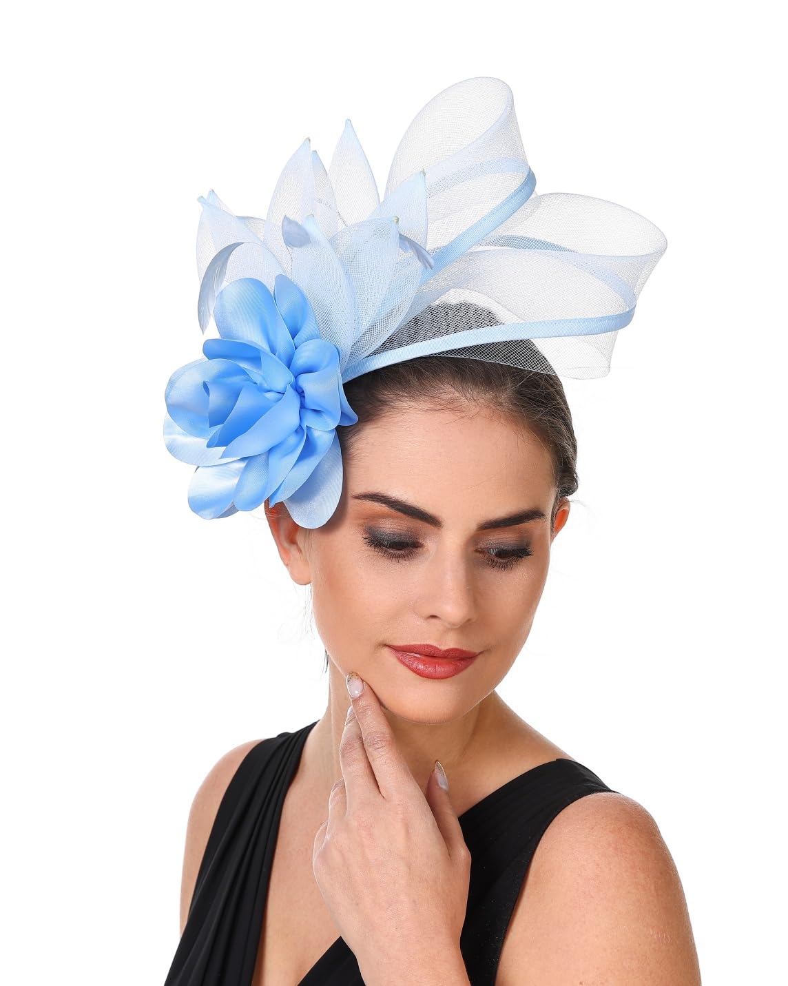 SAFERIN Fascinators Hat Flower Mesh Ribbons Feathers on a Headband and a Clip Tea Party Headwear for Girls and Women WN420