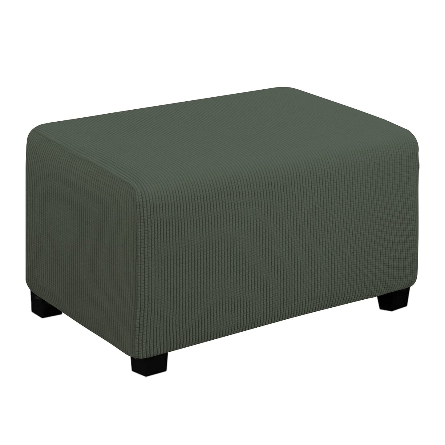Easy-Going Stretch Square Ottoman Cover 15x15x15inch Dark Blue | Folding Storage Footstool cover Furniture Protector Soft Rectangle slipcover with Elastic Bottom BST202