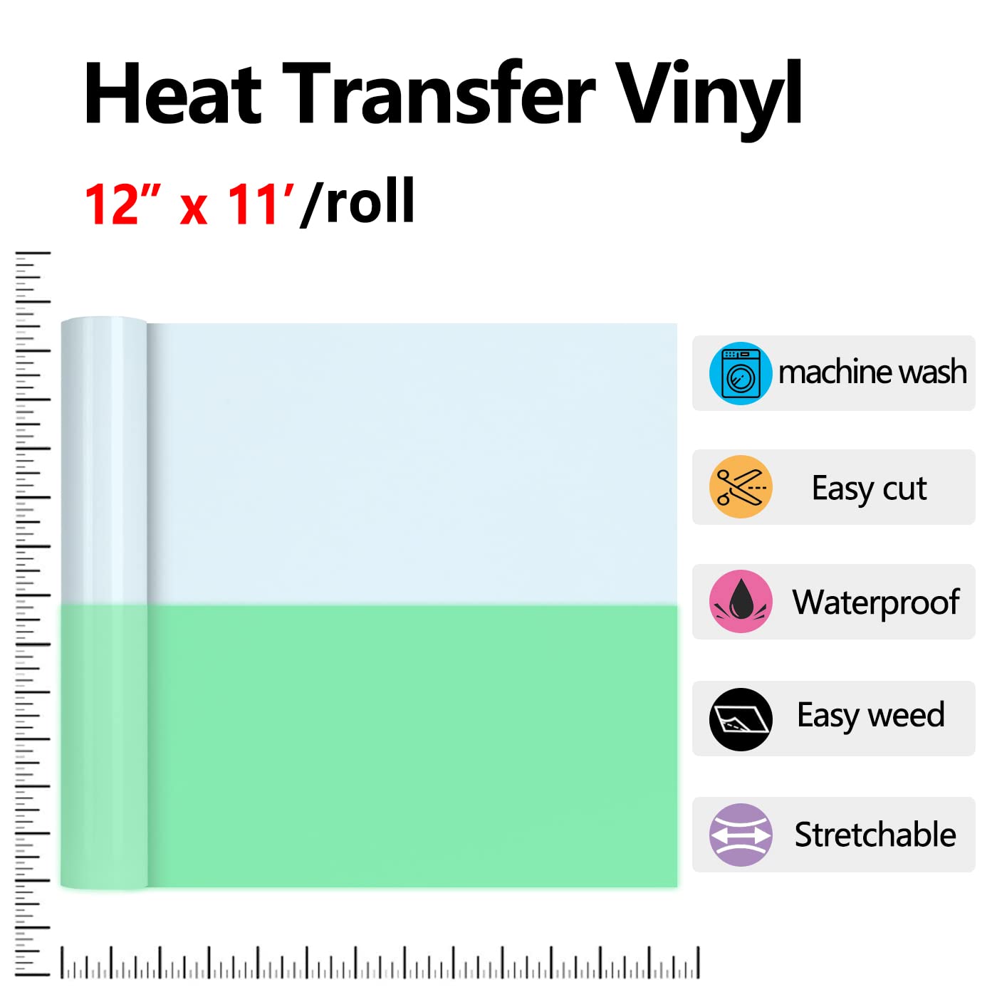 Golden Heat Transfer Vinyl Rolls 12 Inch by 12feet Roll HTV Iron on Vinyl DIY for T-Shirt Easy to Cut & Weed for Heat Vinyl Design Glossy (12Ft, Golden) WN420
