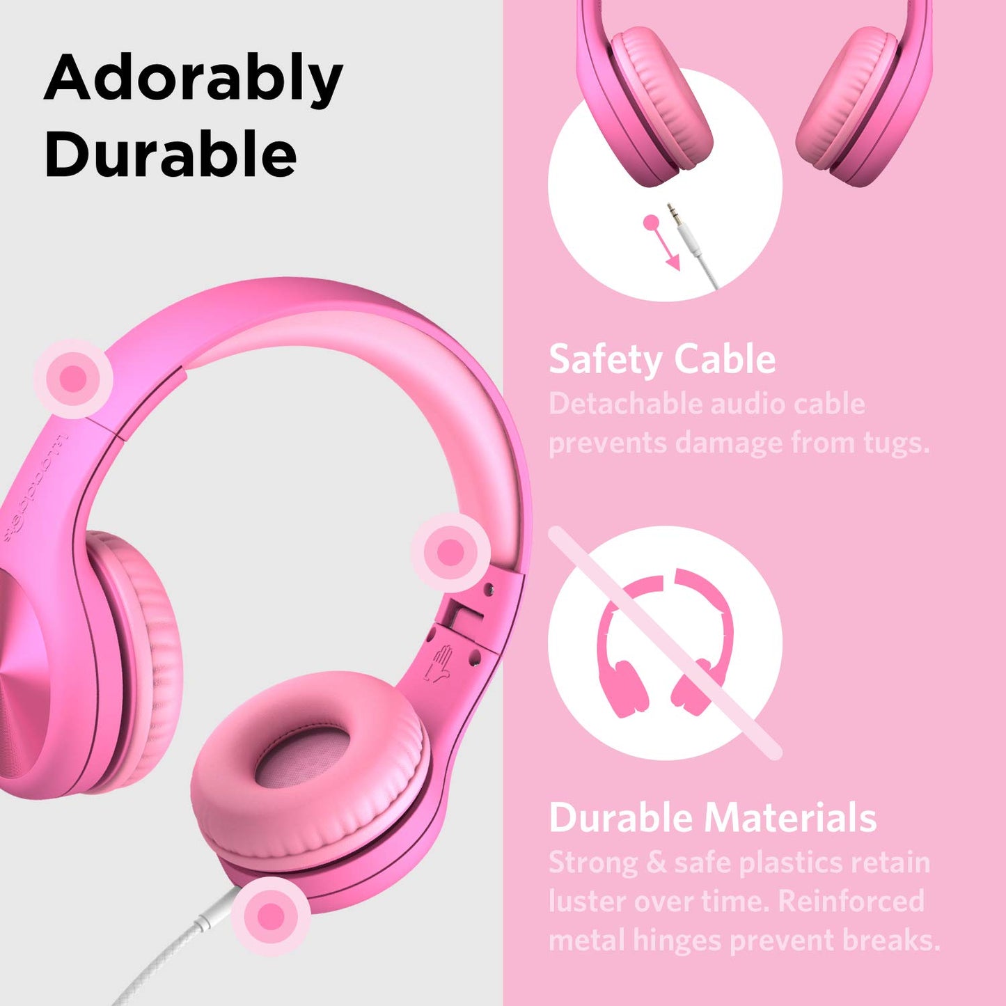 LilGadgets Connect+ Pro Wired Kids Headphones for School with Microphone, Volume Limiting Over-Ear Headset with Cord, SharePort Technology & SoftTouch Padding, Blue