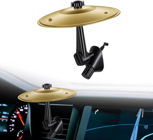 Cymbal for Car Vent, Mini Cymbal for Car, Symbol for Car for Music Lovers, Fun Dashboard Accessories, for All Types Of Vehicles (Gold) WN420