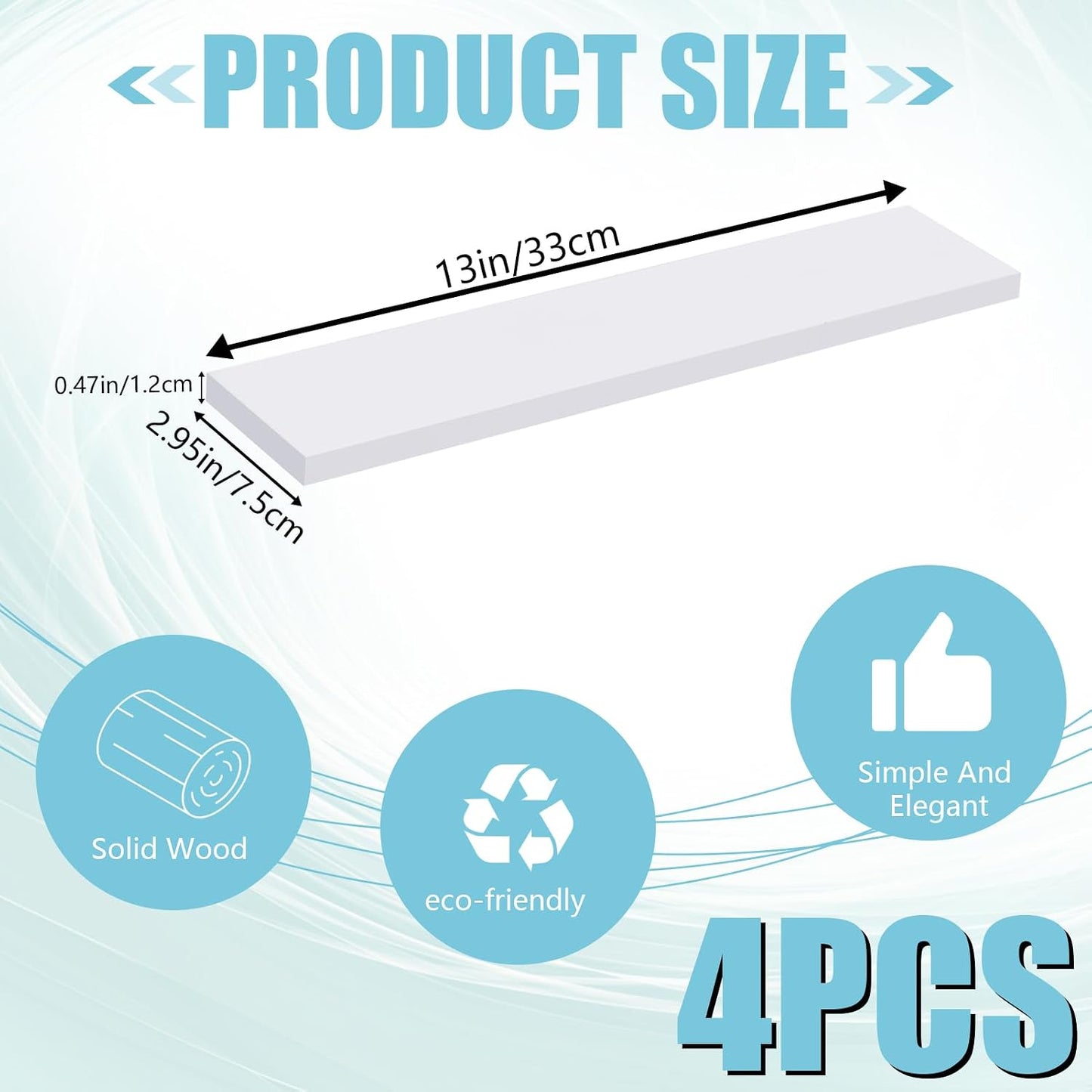 4 PCS White Medicine Cabinet Shelves Replacement,13 Inch Wooden Bathroom Cabinet Shelf,Medicine Cabinets Replacement Shelves for Living Room Bathroom Kitchen Wall Mounted Medicine Cabinet BST326H