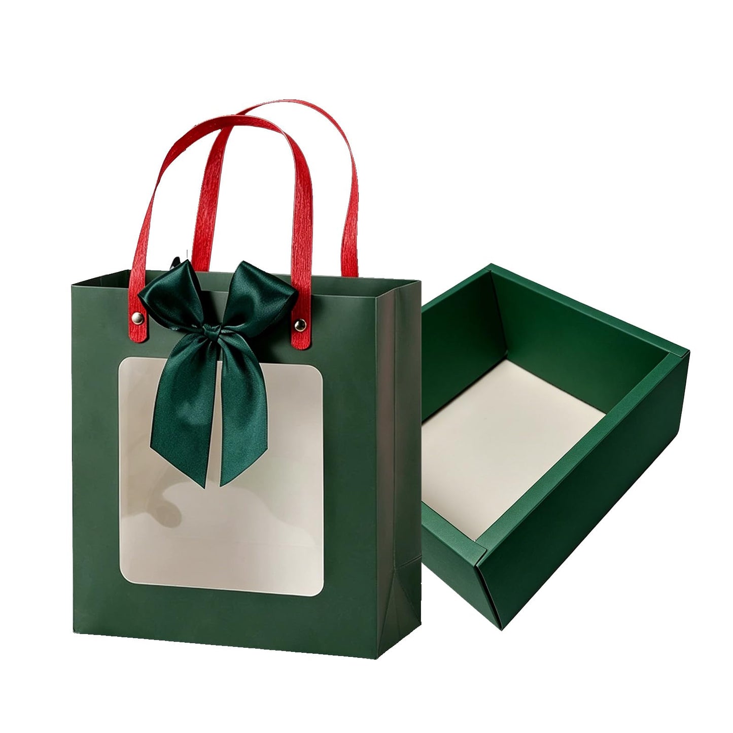 Premium Reusable Gift Bag with Matching Box, Durable Birthday Present Bag, Premium Paper Set for Wedding, Valentine's Party, Friends Celebration (Beige 1pack) BST202