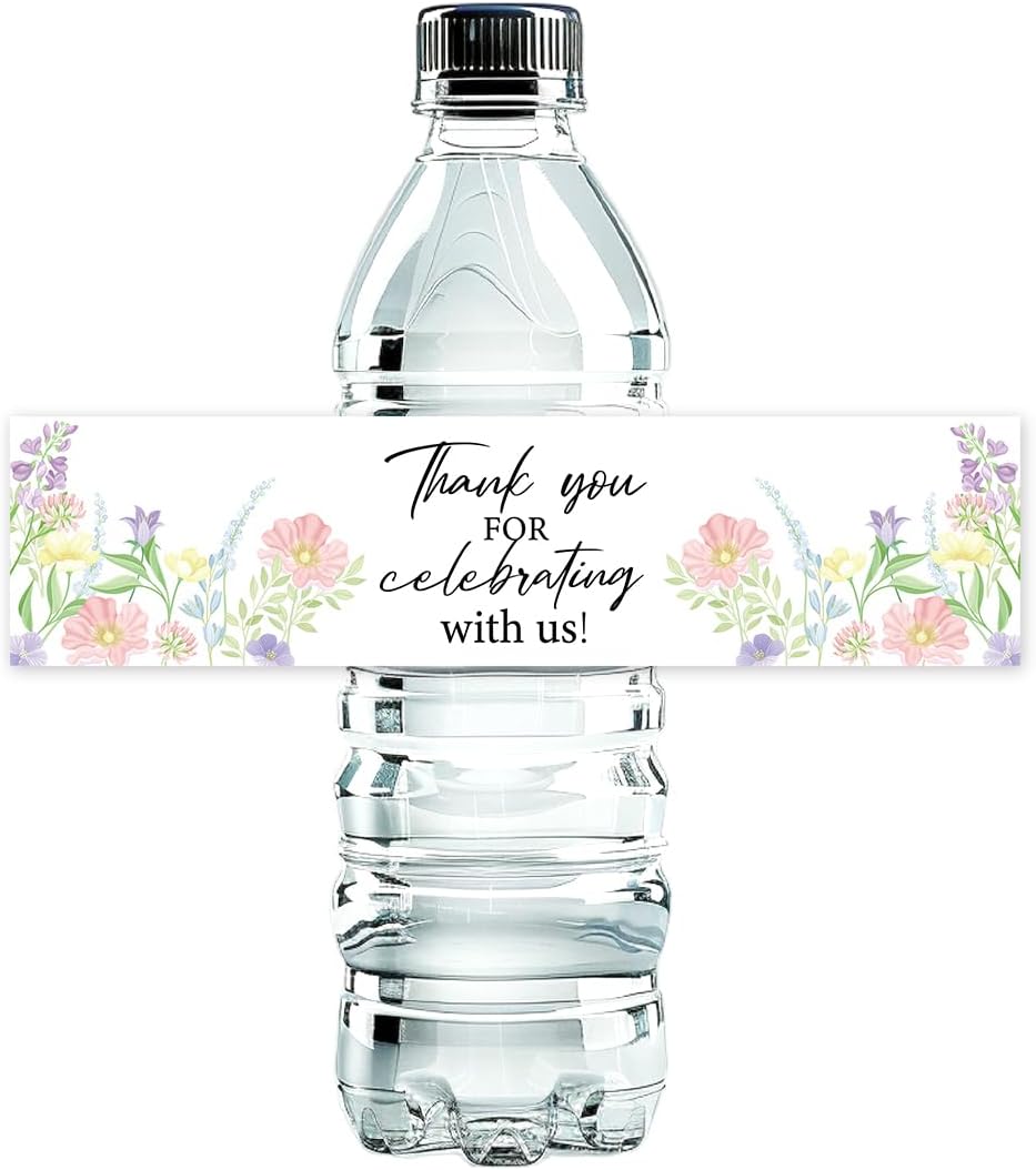 100 Pcs Wedding Water Bottle Labels Floral Wedding Bottle Stickers | Water Bottle Labels Sticker for Wedding Bridal Shower Prom Graduation Party Table Decoration Supplie BST326H