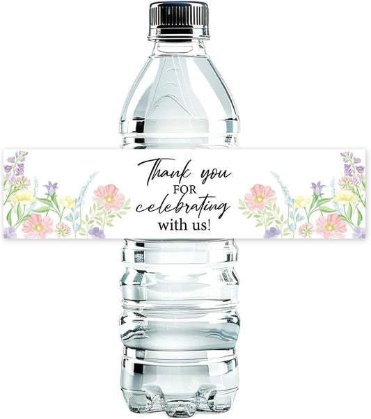 100 Pcs Wedding Water Bottle Labels Floral Wedding Bottle Stickers | Water Bottle Labels Sticker for Wedding Bridal Shower Prom Graduation Party Table Decoration Supplie BST326H