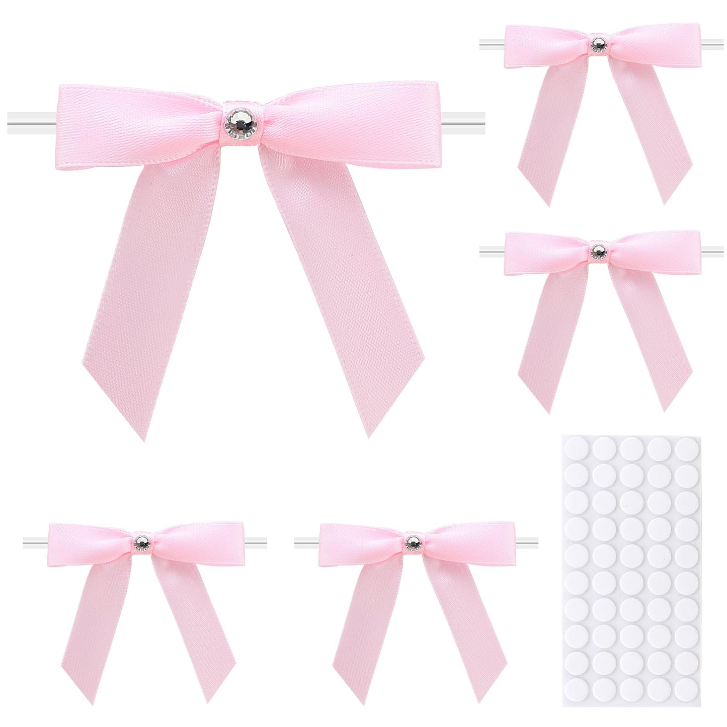 50Pcs Gift Wrap Twist Tie Bows, 2.75in Red Elegant Satin Ribbon Gift Wrapping Small Bows for Party Supplies, DIY Crafts, Wedding Decorations, Baby Shower, Birthday, Engagement WN420