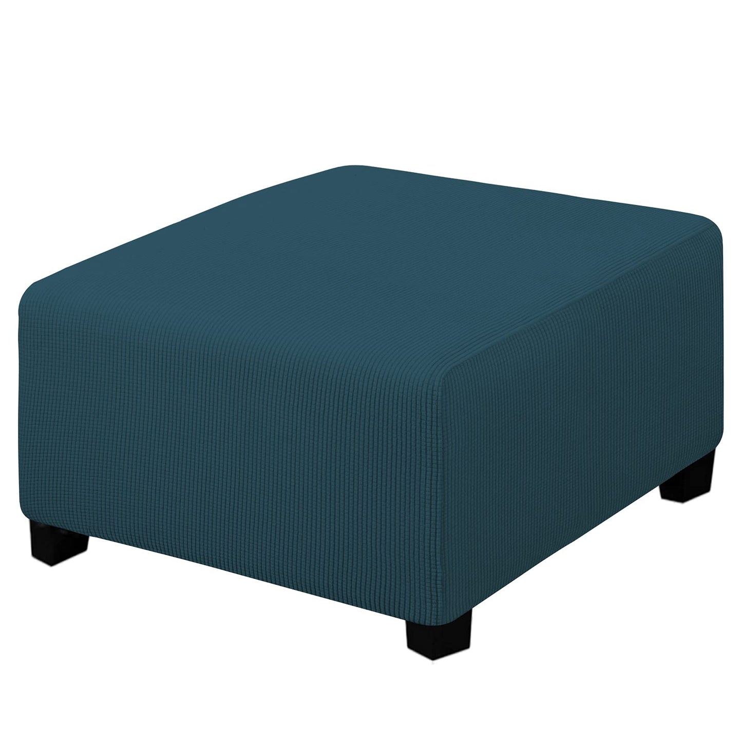 Easy-Going Stretch Square Ottoman Cover 15x15x15inch Dark Blue | Folding Storage Footstool cover Furniture Protector Soft Rectangle slipcover with Elastic Bottom BST202