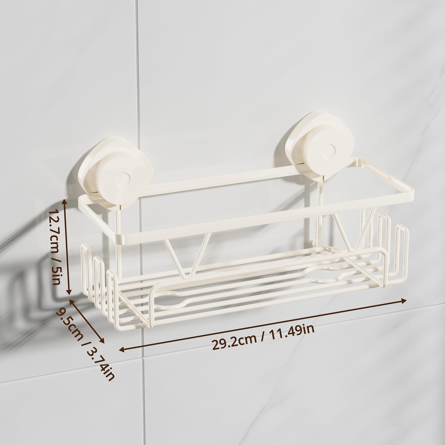 KEGII Shower Caddy Suction Cup with 6 Hooks, Stainless Steel Bathroom Organizer N29