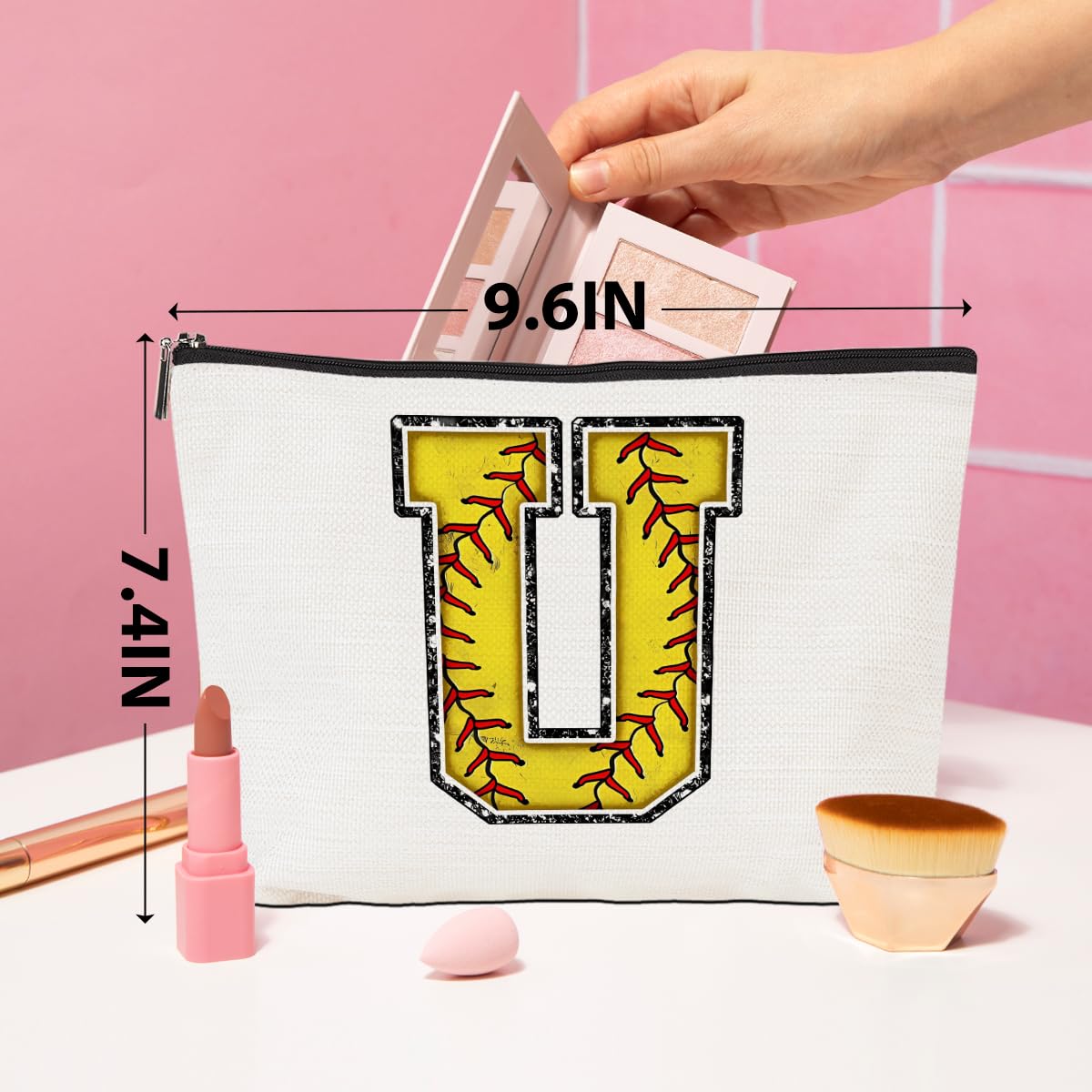 Soccer Gifts Initial Makeup Bag Soccer Girl Gifts Cosmetic Bag Letter D | Monogrammed Zipper Pouch Soccer Accessories for Girls Women Player Coaches Friend Graduation Birthday Gifts BST202
