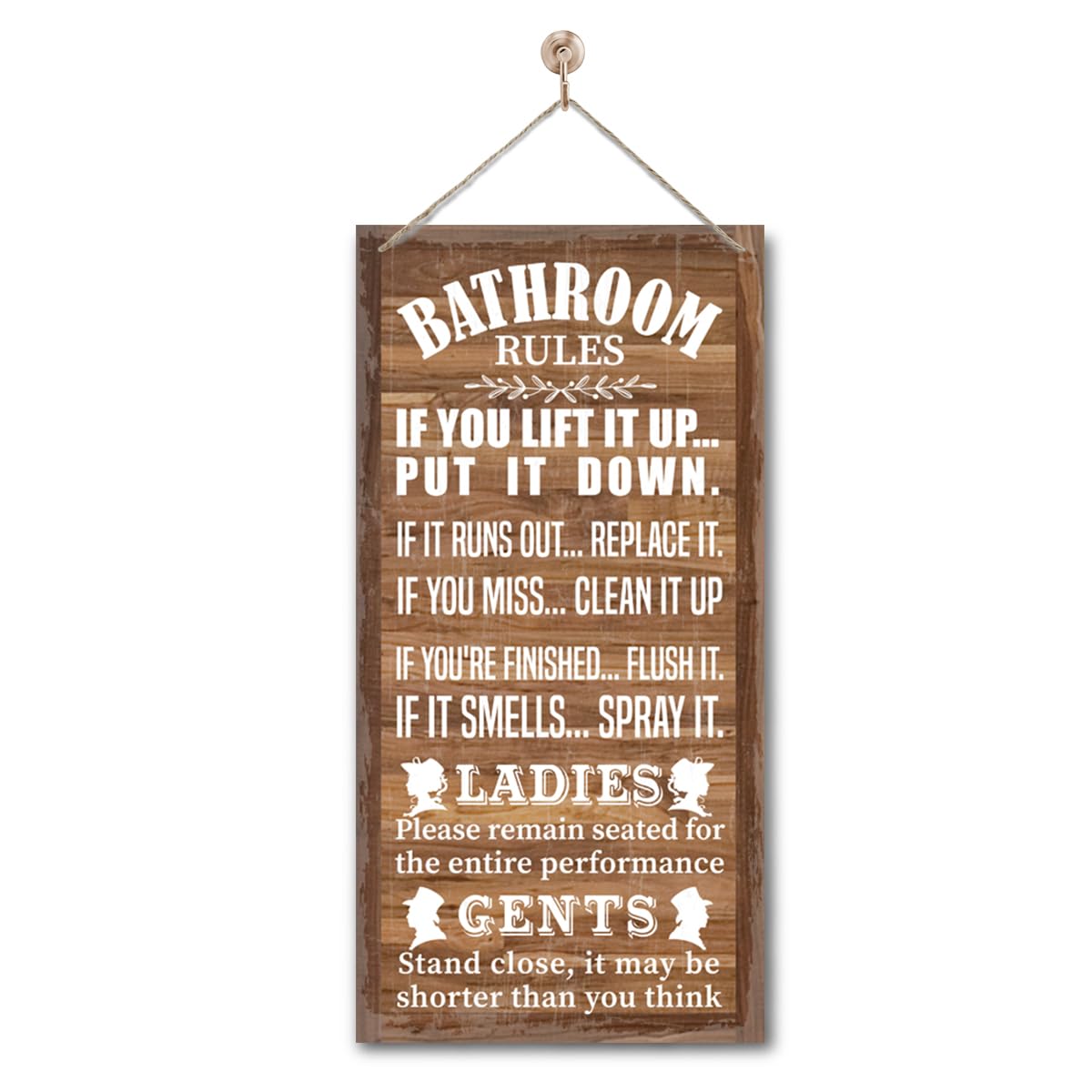Rustic & Funny Bathroom Signs - Western & Farmhouse Bathroom Rules Wall Decor E1 BST202