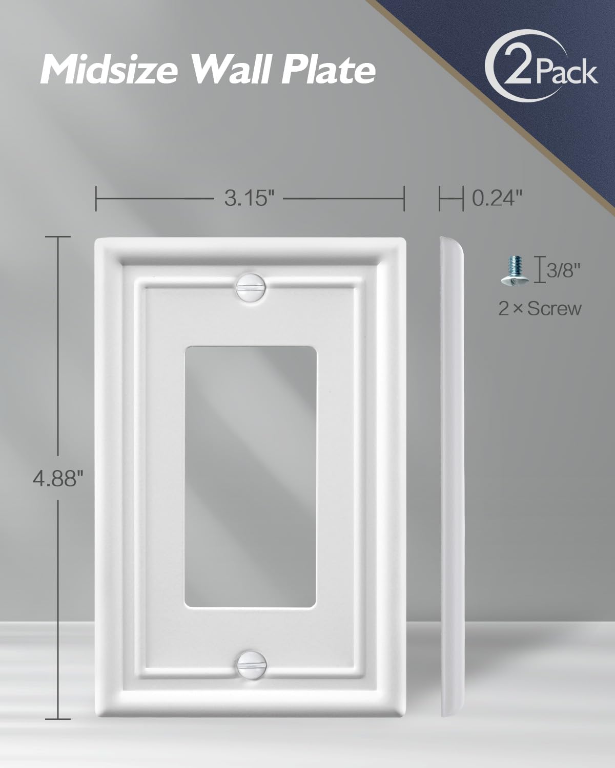 Decorative Metal Wall Plates, Switch Plates Outlet Covers (Off White/1 Decorator 4 Pack) WN420