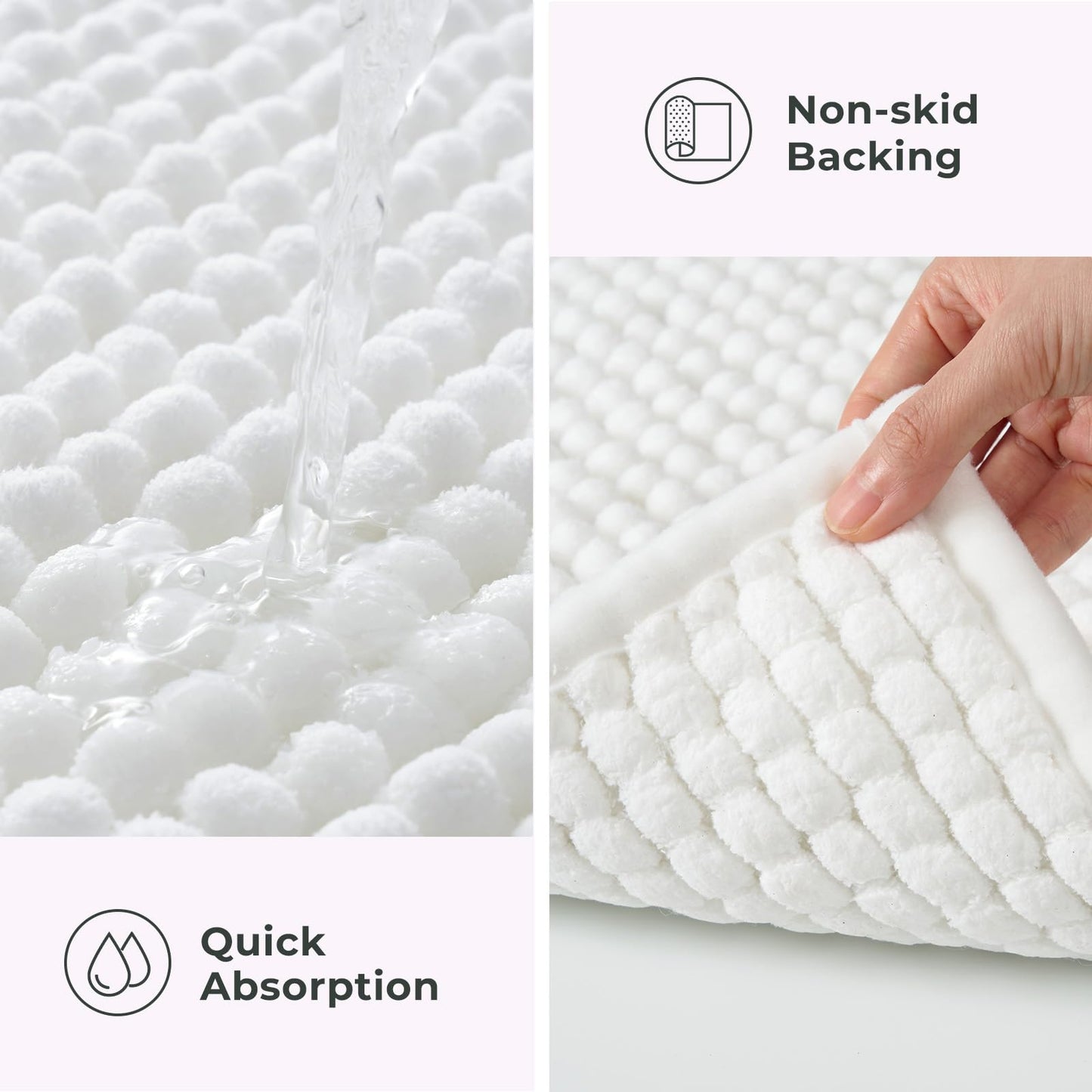 FRESHMINT Thick Chunky Chenille Bathroom Rug, Black, 20"x32" | Non-Slip Backing, Water Absorbent Surface, Machine Washable Care, Cushioned Comfort, Bathroom Floor Use BST220