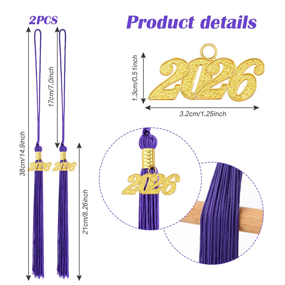 2026 Tassel Graduation 2 Pcs, 2026 Tassel Charm, Green Tassels, Graduation Cap Tassels 2026, Grad Cap Accessories for Graduate Hat Ceremonies Memorial Graduations Decorations BST220