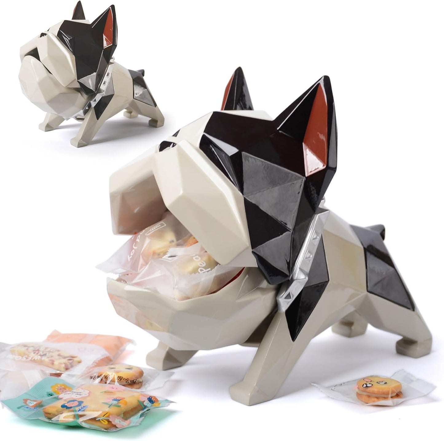 HAUCOZE Closable Candy Dish Key Bowl Storage Bulldog Statue Modern Home Decor Table Centerpiece Gift for Living Room 9.4 Inch BST220