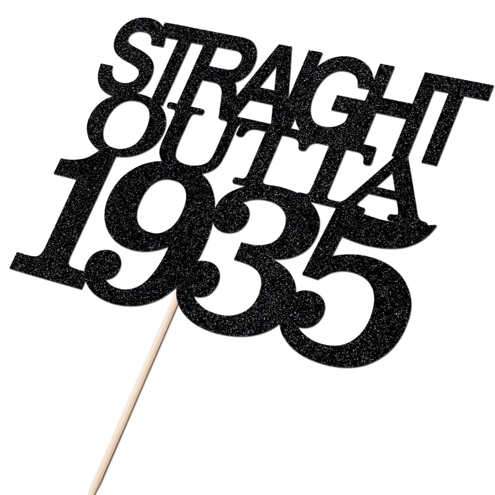 Black Glitter Straight Outta 1961 Cake Topper,Hello 65,Funny 65th | Birthday Cake Topper,65 Fabulous,Cheer to 65 Years,Men and Women 65th Birthday/Wedding/Anniversary Party Decorations BST202