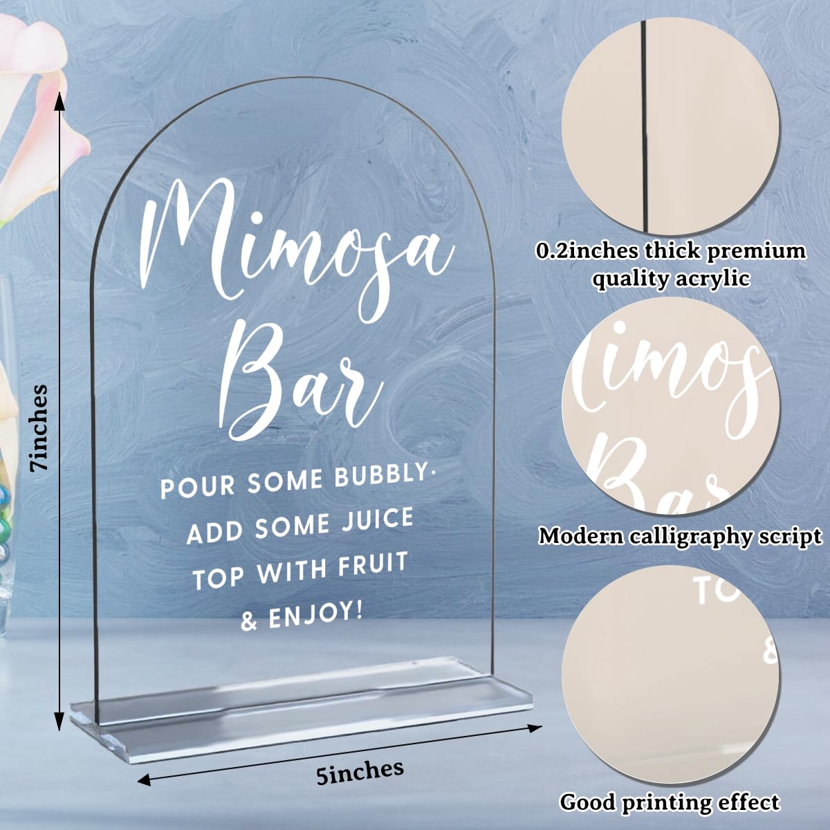 Acrylic Wedding Signs, Bridal Shower Decorations, Modern Arched Round Top Acrylic Table Top Sign with Holder for Wedding Reception Party Dinner - Can't Wait to See What Develops (Clear) BST326L