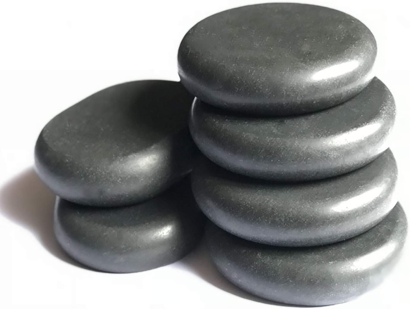 Hot Stones - 6 Large Essential Massage Stones Set (3.15in) for Professional or Home spa, Relaxing, Healing, Pain Relief