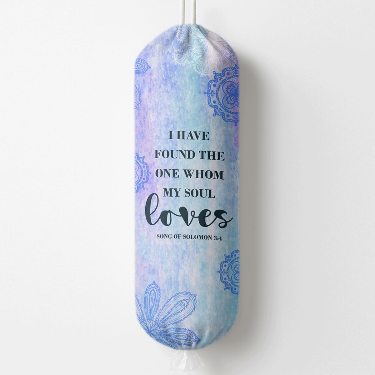 Plastic Bag Holder, The Way Page 16 Plastic Bag Holder Christian Decor, Reusable Hanging Trash Bags Dispenser, Christian Kitchen Gifts for Women Plastics Bags Holders with Bible Verse BST202