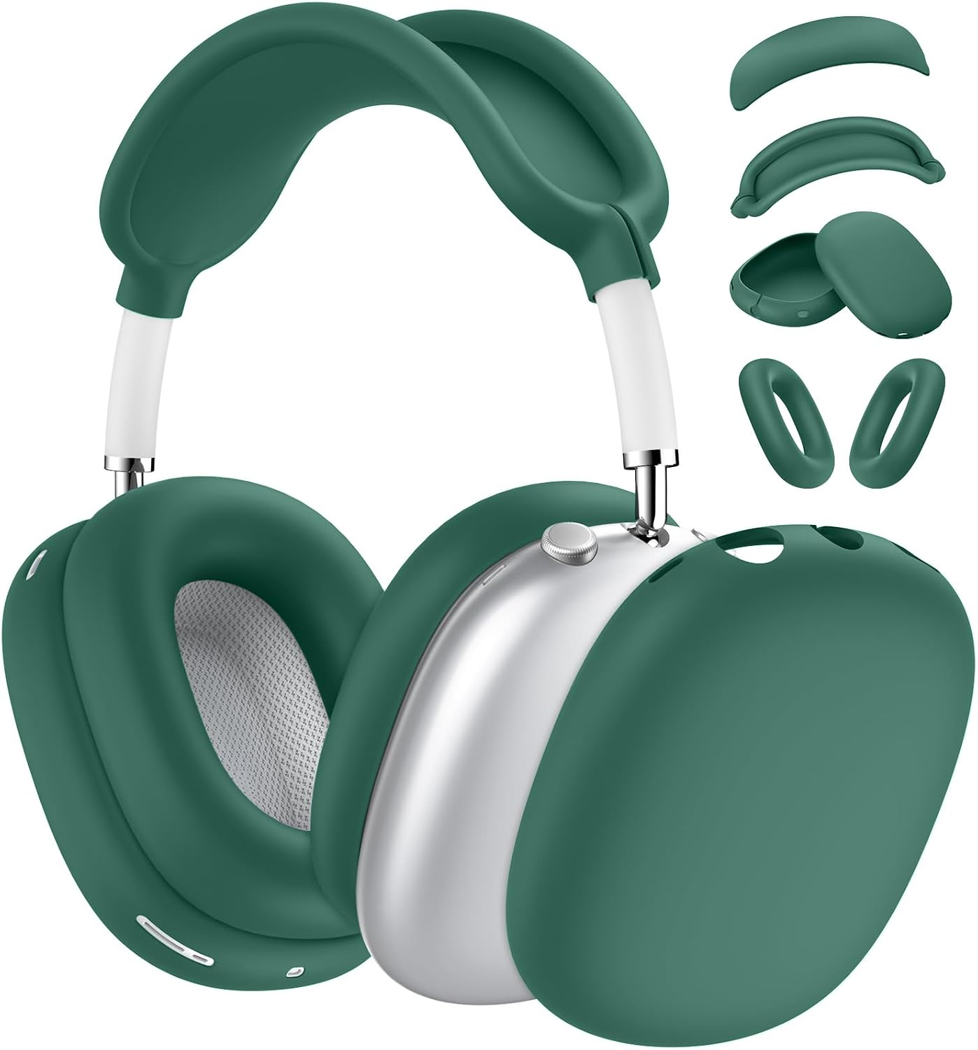 Case for Airpods Max Headphones, Ear Pad Case Cover/Ear Cups Cover/Headband Cover for AirPods Max 2 & 1 (USB-C/Lightning) (2026/2024/2020), Silicone for Apple Airpod Max 2,Accessories Cases,Deep Green WN420