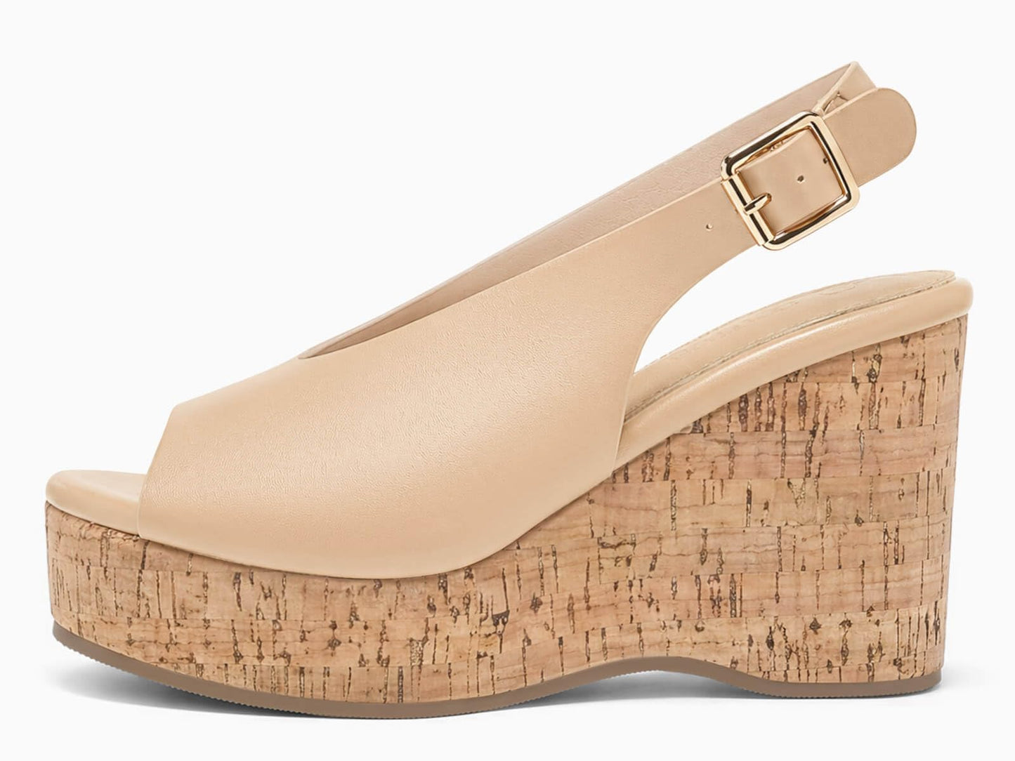Coutgo Womens Platform Wedge Sandals Open Peep Toe Slingback Cork High Heels Summer Beach Shoes DD1210