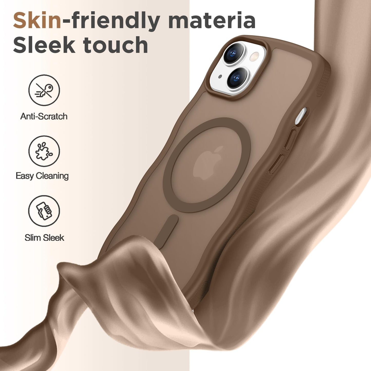 Magnetic for iPhone 13 Pro Case, Compatible with MagSafe Cute Wave Non-Slip Translucent Matte Easier Grip Shockproof Phone Case for iPhone 13 Pro, Black WN420