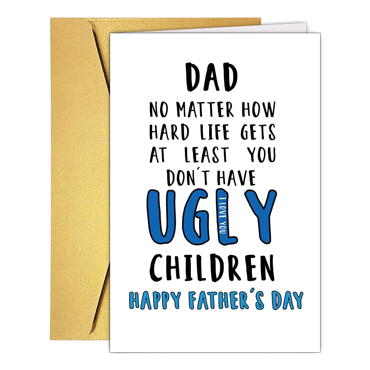 Funny Fathers Day Card for Dad Stepdad Bonus Dad Husband Grandpa, Humorous Happy Father's Day Card Gift from Son Daughter Grandson Granddaughter, Unique Fathers Day Card for Him BST202