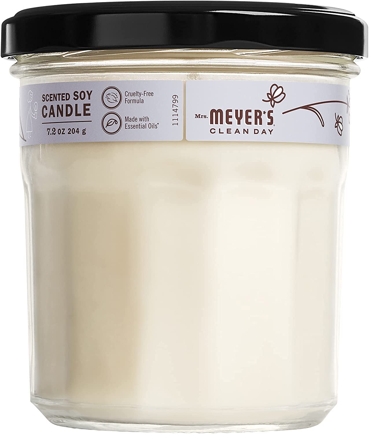 MRS. MEYER'S CLEAN DAY Scented Soy Aromatherapy Candle, 35 Hour Burn Time, Made with Soy Wax, Lavender, 7.2 oz