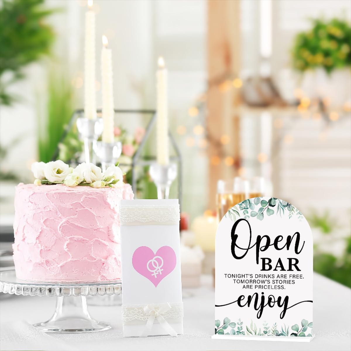 Acrylic Wedding Sign Bubble Send Off Signs for Ceremony Modern Calligraphy Arch Acrylic Table Top Signs for Wedding Reception and Event Party Table Decor (White Eucalyptus Leaves) BST326L